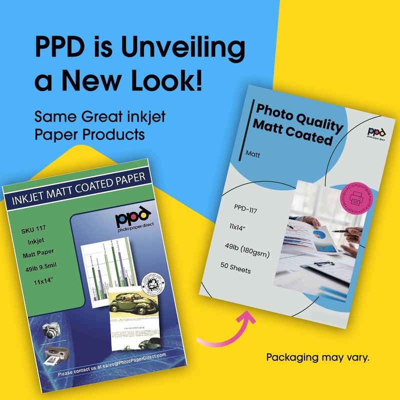 PPD 50 Sheets Inkjet Matte Photo Paper 11x14 49lbs 180gsm 9.5mil High Resolution Instant Dry Heavyweight (PPD-117-50) - Image 2